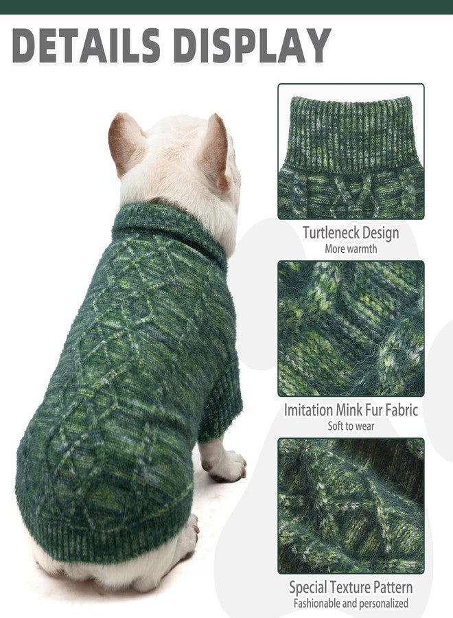 كولتيل كنزة كولتايل للكلاب الصغيرة، مقاس XS، لون أخضر، صوفية سميكة، فائقة النعومة، دافئة، كنزة عيد الميلاد للكلاب، بياقة عالية، مناسبة للطقس البارد، تصميم كلاسيكي محبوك، ملابس صوفية للحيوانات الأليفة في فصلي الخريف والشتاء، معاطف للجراء والقطط - Image 4